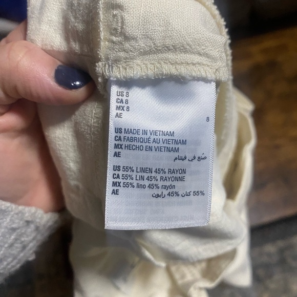 ON 34TH Khaki High Rise Cropped Straight Leg Linen Blend Paperbag Pant Size 8 - Picture 4 of 5